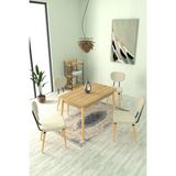 Vilinze Deniz Sandalye Avanos Ahşap Mdf Açılır Mutfak Masası Takımı - 70 x 120+30 cm - Krem