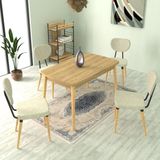 Vilinze Deniz Sandalye Avanos Ahşap Mdf Açılır Mutfak Masası Takımı - 70X120+30 cm - Beyaz - Naturel