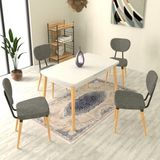 Vilinze Deniz Sandalye Avanos Ahşap Mdf Açılır Mutfak Masası Takımı - 70X120+30 cm - Gri - Beyaz