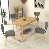 Vilinze Deniz Sandalye Avanos Ahşap Mdf Açılır Mutfak Masası Takımı - 70X120+30 cm - Gri - Naturel