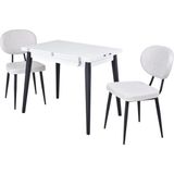 Vilinze Deniz Sandalye Avanos Ahşap Mdf Mutfak Masası Takımı - 90X120 cm - Beyaz - Siyah/Beyaz