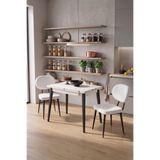 VİLİNZE Deniz Sandalye Avanos Ahşap MDF Mutfak Masası Takımı - 90x120 cm