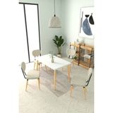 Vilinze Deniz Sandalye Avanos Ahşap Mutfak Masası Takımı - 70 x 120 cm - Krem - 70 x 120 cm
