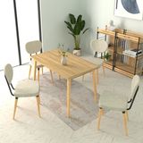 Vilinze Deniz Sandalye Avanos Ahşap Mutfak Masası Takımı - 70X120 cm - Beyaz - Naturel