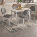 Vilinze Deniz Sandalye Biga Mdf Sabit Metal Ayak Mutfak Masası Takımı - 70X120 cm - Açık Gri - Beyaz