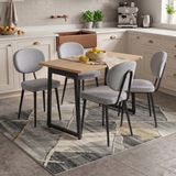 Vilinze Deniz Sandalye Biga Mdf Sabit Metal Ayak Mutfak Masası Takımı - 70X120 cm - Açık Gri - Siyah