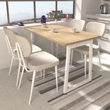 Vilinze Deniz Sandalye Biga Mdf Sabit Metal Ayak Mutfak Masası Takımı - 70X120 cm - Naturel - Beyaz