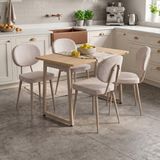 Vilinze Deniz Sandalye Biga Mdf Sabit Metal Ayak Mutfak Masası Takımı - 70X120 cm - Naturel - Vizon