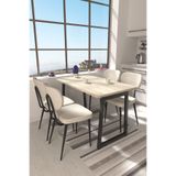 VİLİNZE Deniz Sandalye Biga MDF Sabit Metal Ayak Mutfak Masası Takımı - 70x120 cm