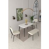 VİLİNZE Deniz Sandalye Dino Bank Argos Ahşap MDF Sabit Mutfak Masası Takımı - 70x120 cm