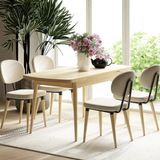 Vilinze Deniz Sandalye Golf Ahşap Mdf Açılır Mutfak Masası Takımı - 70X120+30 cm - Beyaz - Naturel