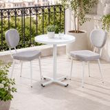 Vilinze Deniz Sandalye Payas Metal Ayak Mutfak Bahçe Balkon Bistro ve Cafe Masa Takımı 70X70 cm - Beyaz - Açık Gri - Beyaz-Beyaz