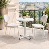 Vilinze Deniz Sandalye Payas Metal Ayak Mutfak Bahçe Balkon Bistro ve Cafe Masa Takımı 70X70 cm - Beyaz - Beyaz-Beyaz