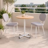 Vilinze Deniz Sandalye Payas Metal Ayak Mutfak Bahçe Balkon Bistro ve Cafe Masa Takımı 70X70 cm - Beyaz-Naturel