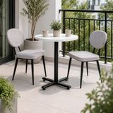 Vilinze Deniz Sandalye Payas Metal Ayak Mutfak Bahçe Balkon Bistro ve Cafe Masa Takımı 70X70 cm - Siyah - Açık Gri - Siyah-Beyaz