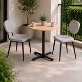 Vilinze Deniz Sandalye Payas Metal Ayak Mutfak Bahçe Balkon Bistro ve Cafe Masa Takımı 70X70 cm - Siyah - Açık Gri - Siyah-Naturel