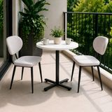 Vilinze Deniz Sandalye Payas Metal Ayak Mutfak Bahçe Balkon Bistro ve Cafe Masa Takımı 70X70 cm - Siyah - Beyaz - Siyah-Beyaz