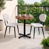 Vilinze Deniz Sandalye Payas Metal Ayak Mutfak Bahçe Balkon Bistro ve Cafe Masa Takımı 70X70 cm - Siyah - Beyaz - Siyah-Ceviz