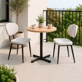 Vilinze Deniz Sandalye Payas Metal Ayak Mutfak Bahçe Balkon Bistro ve Cafe Masa Takımı 70X70 cm - Siyah - Beyaz - Siyah-Naturel
