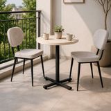 Vilinze Deniz Sandalye Payas Metal Ayak Mutfak Bahçe Balkon Bistro ve Cafe Masa Takımı 70X70 cm - Siyah - Sütlü Kahverengi - Siyah-Traverten