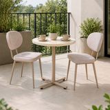 Vilinze Deniz Sandalye Payas Metal Ayak Mutfak Bahçe Balkon Bistro ve Cafe Masa Takımı 70X70 cm - Vizon - Sütlü Kahverengi - Vizon-Traverten