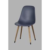 Vilinze Eames Ahşap Ayak Plastik Sandalye - Antrasit - Kestane