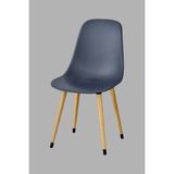 Vilinze Eames Ahşap Ayak Plastik Sandalye - Antrasit - Naturel