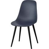 Vilinze Eames Ahşap Ayak Plastik Sandalye - Antrasit - Siyah