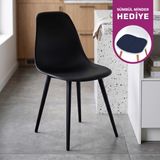 Vilinze Eames Ahşap Ayak Plastik Sandalye - Siyah