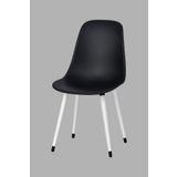 Vilinze Eames Beyaz Ahşap Ayak Plastik Siyah Sandalye