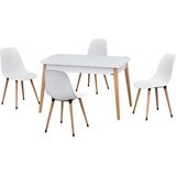Vilinze Eames Sandalye Avanos Ahşap Mdf Açılır Mutfak Masası Takımı - 70X120+30 cm - Beyaz - NB
