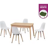 Vilinze Eames Sandalye Avanos Ahşap Mdf Açılır Mutfak Masası Takımı - 70X120+30 cm - Beyaz - NN