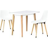 Vilinze Eames Sandalye Avanos Ahşap Mdf Mutfak Masası Takımı - Naturel - Beyaz - 60x90