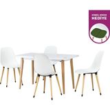 Vilinze Eames Sandalye Avanos Ahşap Mdf Mutfak Masası Takımı - Naturel - Beyaz - 70x120