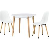 Vilinze Eames Sandalye Avanos Ahşap Mdf Mutfak Masası Takımı - Naturel - Beyaz - Q90