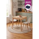 VİLİNZE Eames Sandalye Avanos Kanatlı Ahşap Mutfak Masası Takımı - 70x70+70 Cm