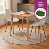 Vilinze Eames Sandalye Avanos Kanatlu Ahşap Mutfak Masası Takımı - 70X70+70 cm - Naturel - 07070K