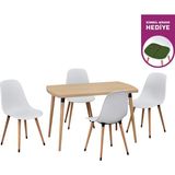 Vilinze Eames Sandalye-Bank Argos Ahşap Mdf Sabit Mutfak Masası Takımı - 70X120 cm - Naturel - 4 Sandalye