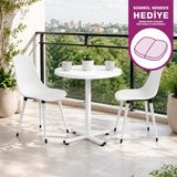 Vilinze Eames Sandalye Payas Metal Ayak Mutfak Bahçe Balkon Bistro ve Cafe Masa Takımı 70X70 cm - Beyaz - Beyaz-Beyaz