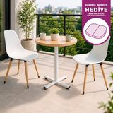 Vilinze Eames Sandalye Payas Metal Ayak Mutfak Bahçe Balkon Bistro ve Cafe Masa Takımı 70X70 cm - Natürel - Beyaz - Beyaz-Naturel