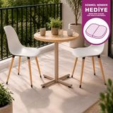 Vilinze Eames Sandalye Payas Metal Ayak Mutfak Bahçe Balkon Bistro ve Cafe Masa Takımı 70X70 cm - Natürel - Beyaz - Vizon-Naturel