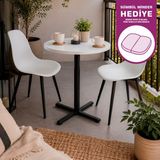Vilinze Eames Sandalye Payas Metal Ayak Mutfak Bahçe Balkon Bistro ve Cafe Masa Takımı 70X70 cm - Siyah - Beyaz - Siyah-Beyaz