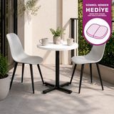 Vilinze Eames Sandalye Payas Metal Ayak Mutfak Bahçe Balkon Bistro ve Cafe Masa Takımı 70X70 cm - Siyah - Gri - Siyah-Beyaz