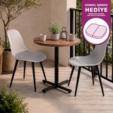 Vilinze Eames Sandalye Payas Metal Ayak Mutfak Bahçe Balkon Bistro ve Cafe Masa Takımı 70X70 cm - Siyah - Gri - Siyah-Ceviz