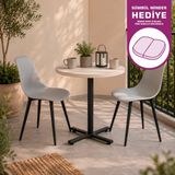 Vilinze Eames Sandalye Payas Metal Ayak Mutfak Bahçe Balkon Bistro ve Cafe Masa Takımı 70X70 cm - Siyah - Gri - Siyah-Traverten