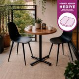 Vilinze Eames Sandalye Payas Metal Ayak Mutfak Bahçe Balkon Bistro ve Cafe Masa Takımı 70X70 cm - Siyah - Siyah-Ceviz