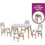 Vilinze Ege Sandalye Avanos Ahşap Mdf Açılır Mutfak Masası Takımı - 70X120+30 cm - Beyaz - 4 Sandalye