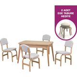 Vilinze Ege Sandalye Avanos Ahşap Mdf Açılır Mutfak Masası Takımı - 70X120+30 cm - Naturel - 4 Sandalye
