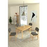 Vilinze Ege Sandalye Avanos Ahşap Mdf Açılır Mutfak Masası Takımı - 70X120+30 Cm