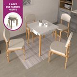 Vilinze Ege Sandalye Avanos Ahşap Mdf Kanatlı Mutfak Masası Takımı - 70X70+70 cm - Beyaz